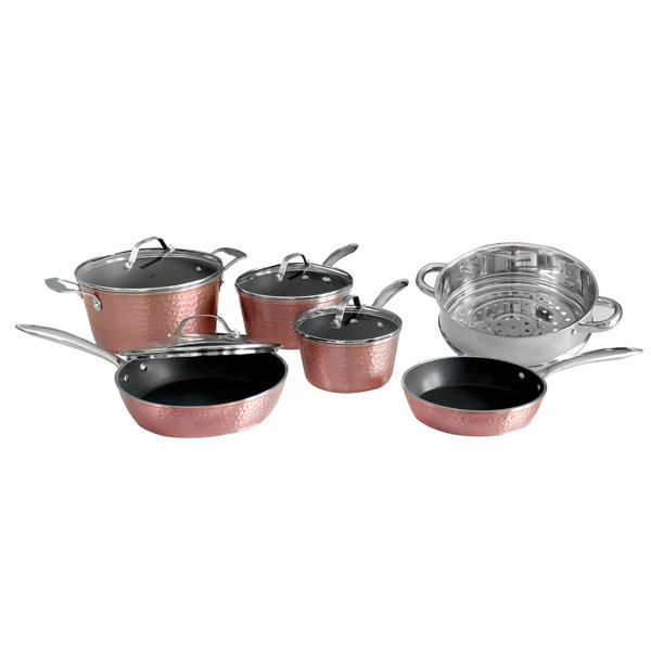 Orgreenic Hammered Cookware Rose Series 10 Piece Ceramic Cookware